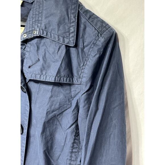 Burberry Brit Trench Coat Short Jacket Double Breast Belt Balmoral Blue Size 4 - Picture 4 of 10